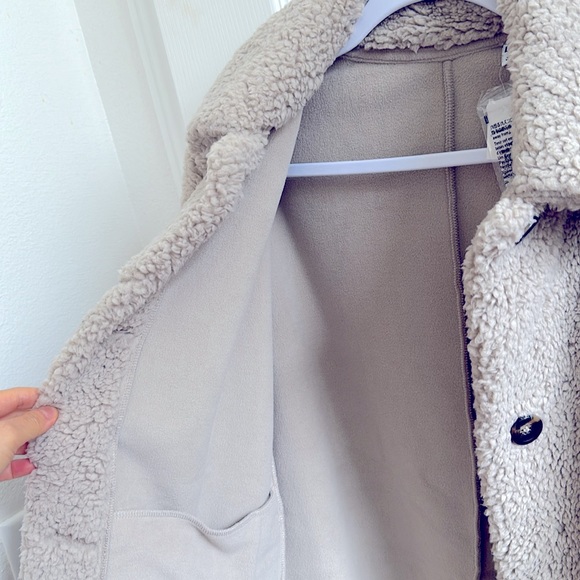 Uniqlo NWT windproof single breasted fleece coat beige XS - Picture 6 of 6